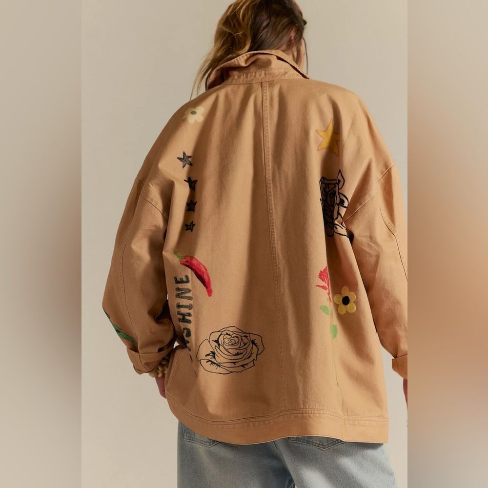 New Free People Charm Me Chore Jacket Size Xs - Picture 3 of 9